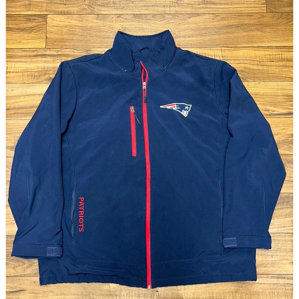 New England Patriots Jacket Mens 2XL Navy Heavy Duty Zip Up Windbreaker NFL